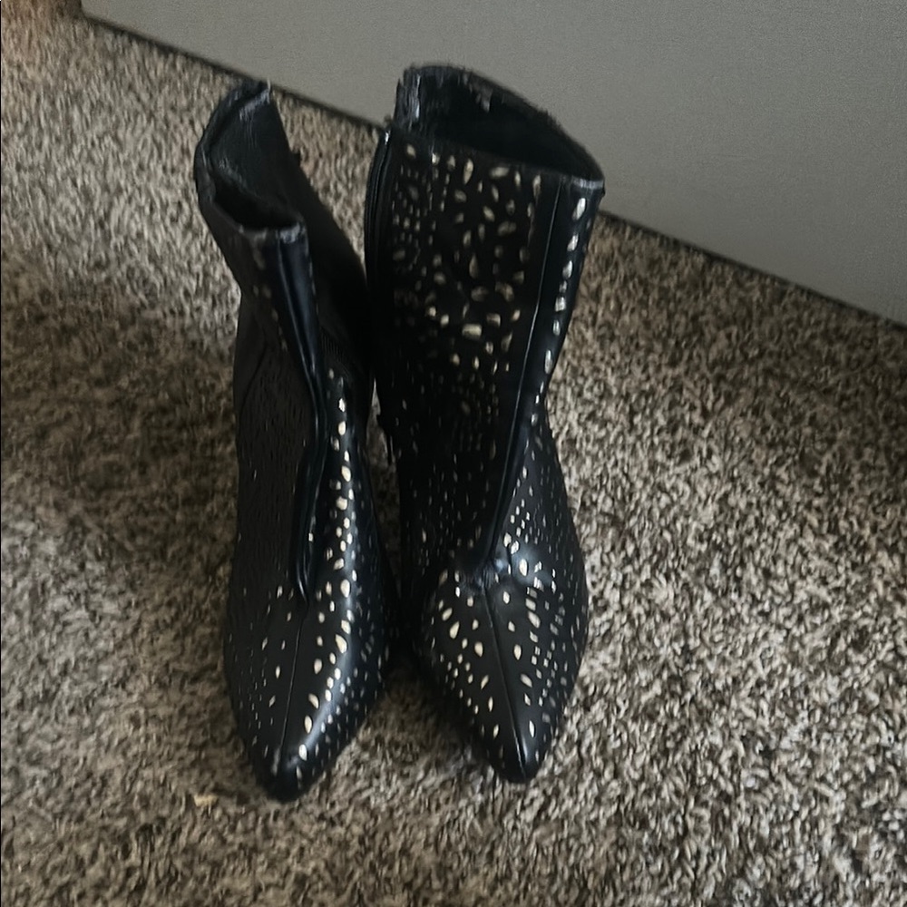 Avon Black and Gold Ankle Booties with Studded Design